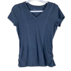 Bally Total Fitness Size Small Color Gray Athletic Workout V-Neck T-Shirt